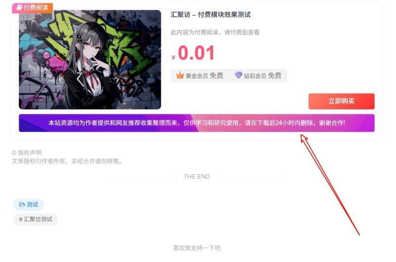 子比主题 - 付费详情说明模块样式-汇聚访
