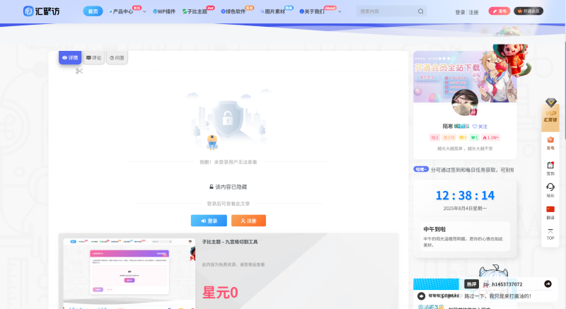 子比主题 – 未登录禁止查看文章-汇聚访