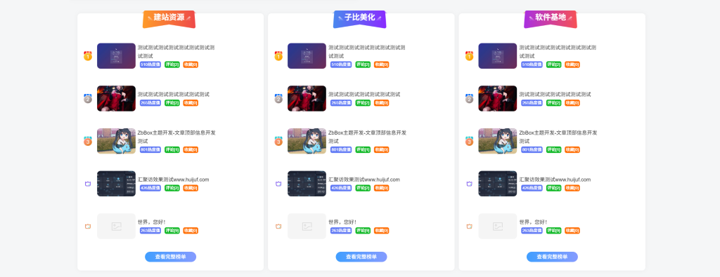 子比主题 – 首页排行榜（第二版）-汇聚访