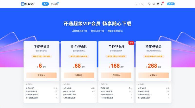 子比主题 – VIP会员权益页面（第三版）-汇聚访